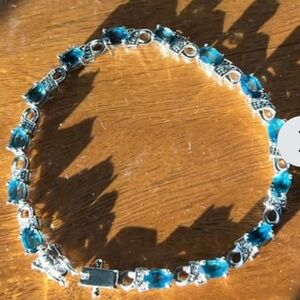 London blue Topaz with Silver Sterling Bracelet